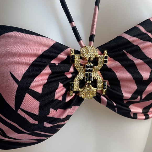 Victoria’s Secret Bikini Top Pink & Black Medium - Picture 2 of 7